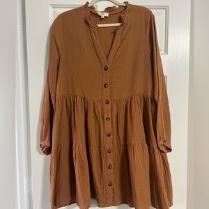 burnt orange long sleeve dress